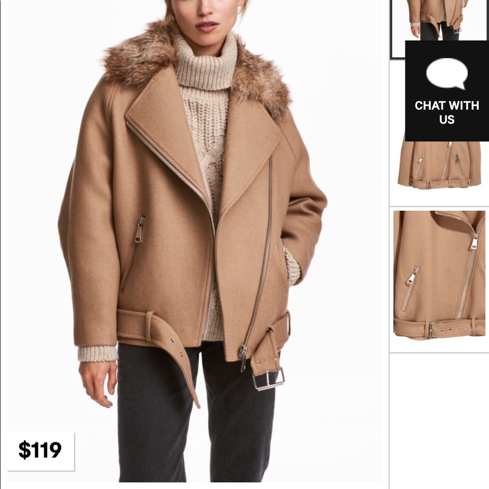 NWT- H&M fur collar jacket
